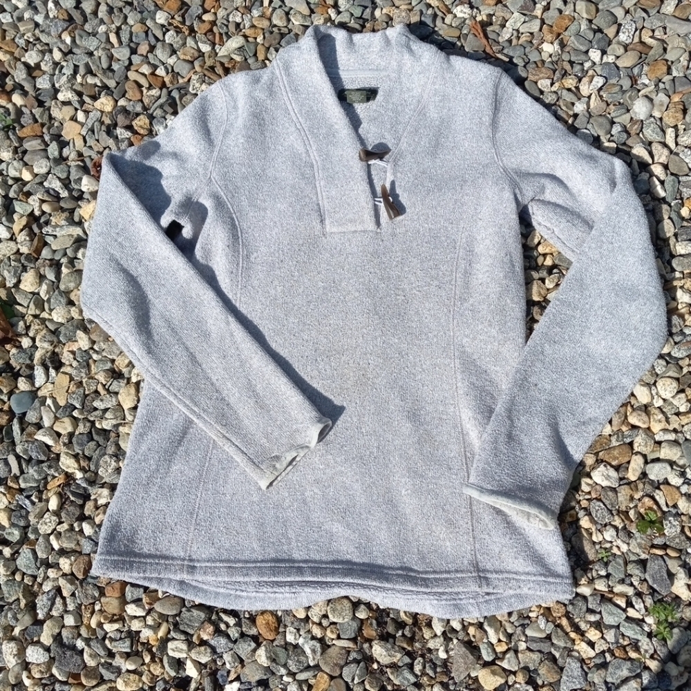 Eddie Bauer Sweater Women's  Shawl Outdoor Fleece Gray Medium